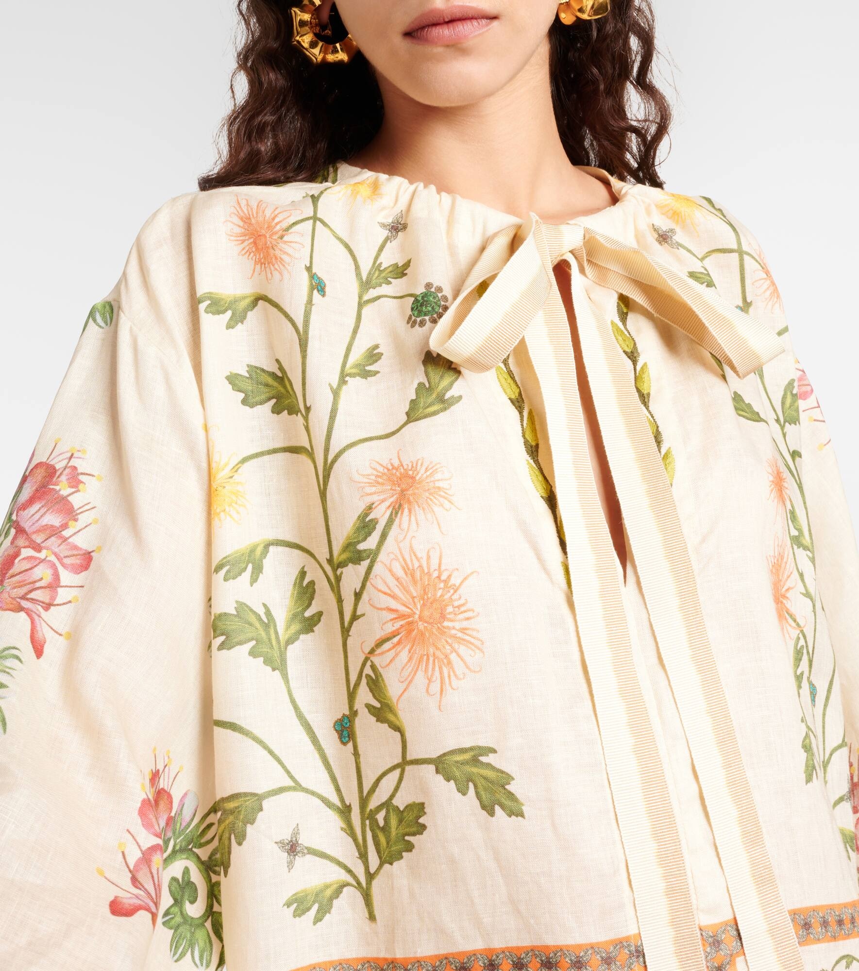 Zircon Bisutería floral linen kaftan - 4