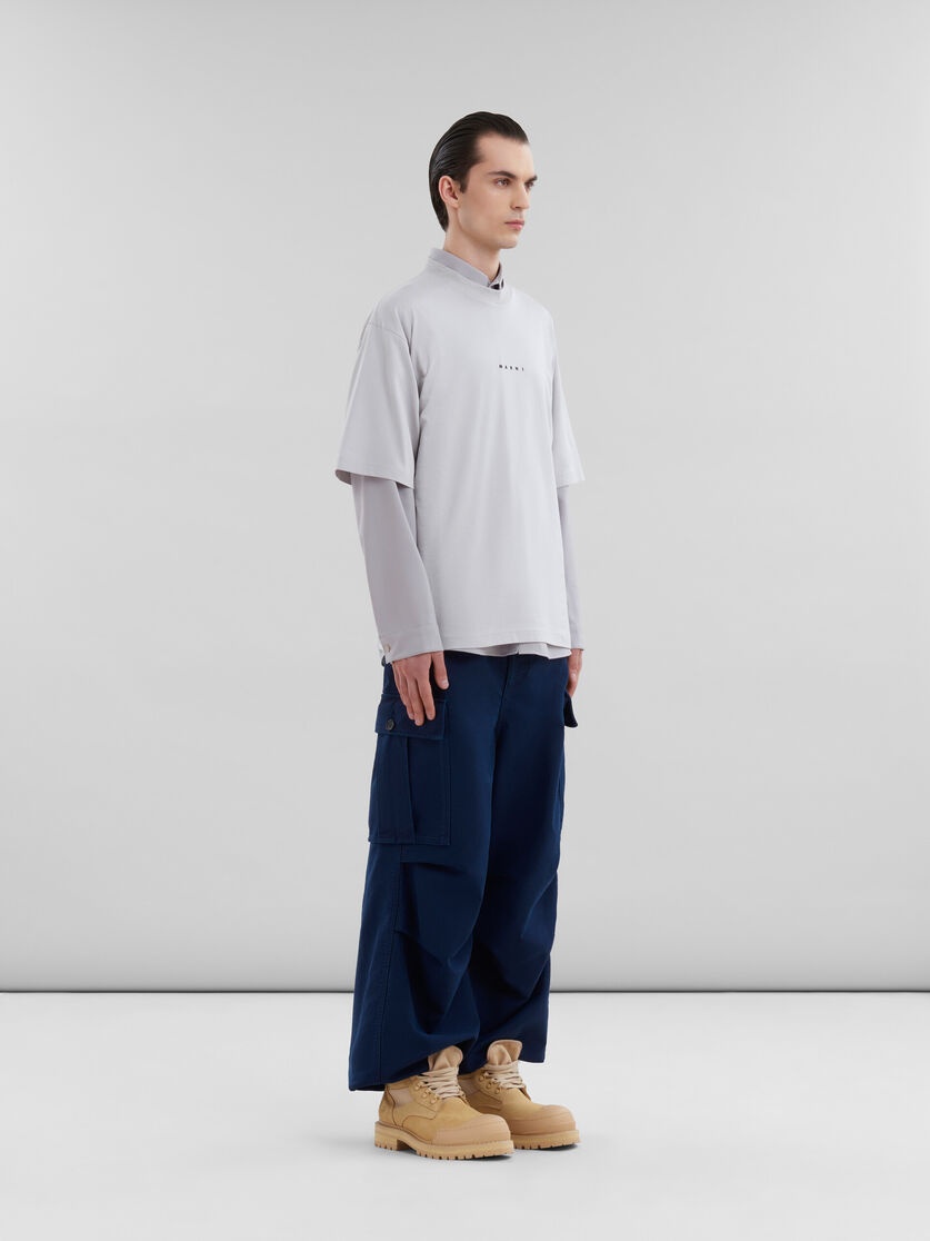 GREY ORGANIC COTTON T-SHIRT WITH MINI MARNI LOGO - 5