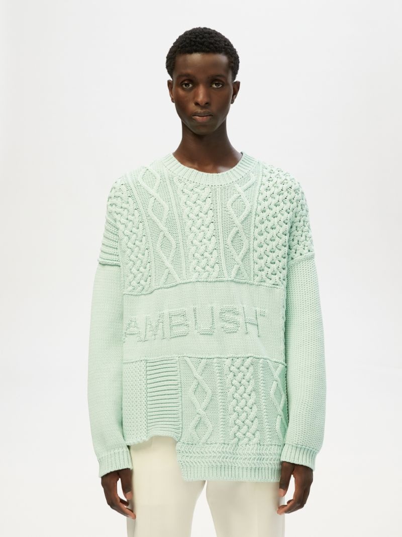 トップス AMBUSH patchwork sweater size 3 Ambush PATCHWORK KNIT CREWNECK | REVERSIBLE