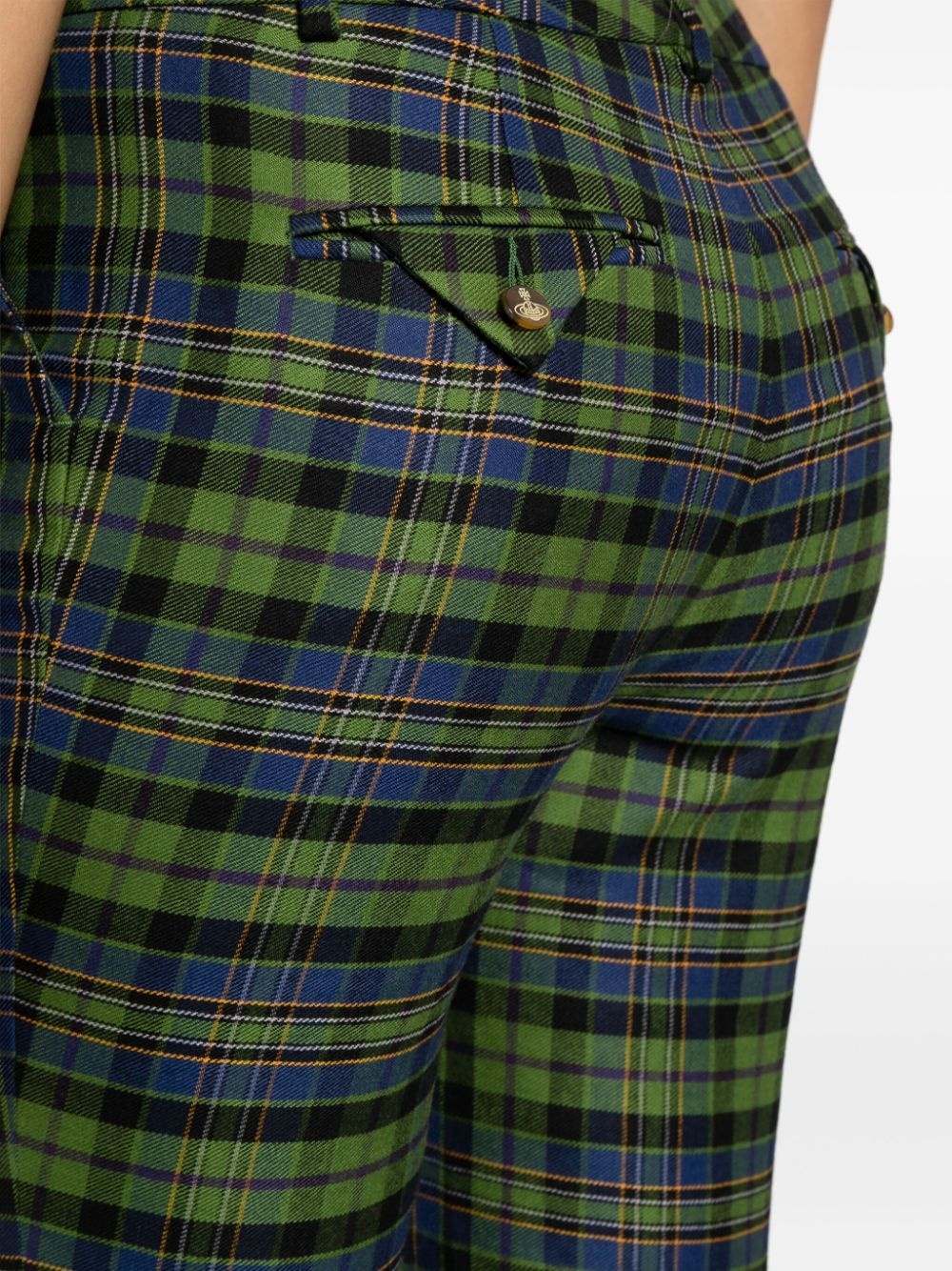 slim-cut plaid-check wool trousers - 5