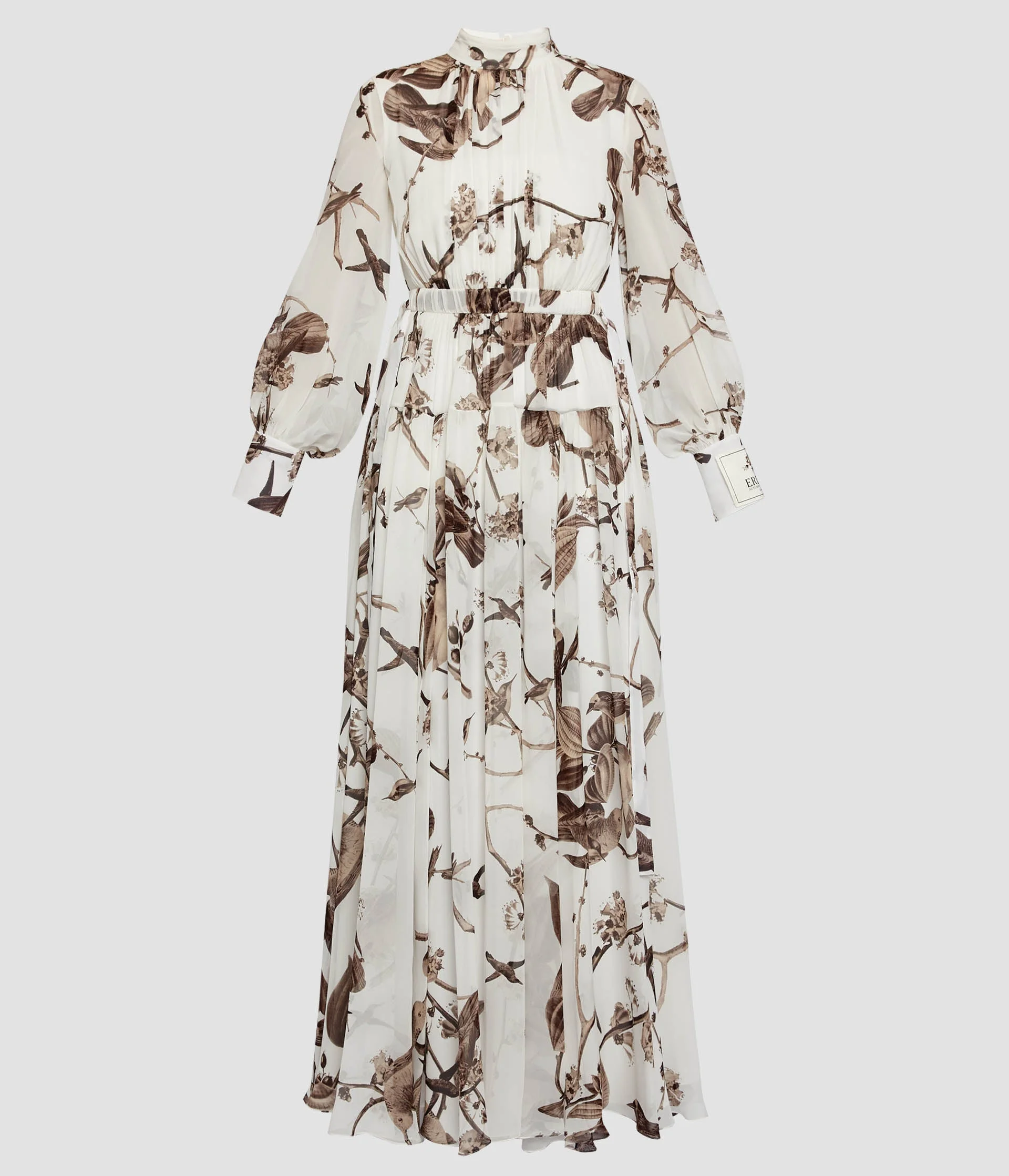 PRINTED SILK VOILE LONG SLEEVE GOWN - 1