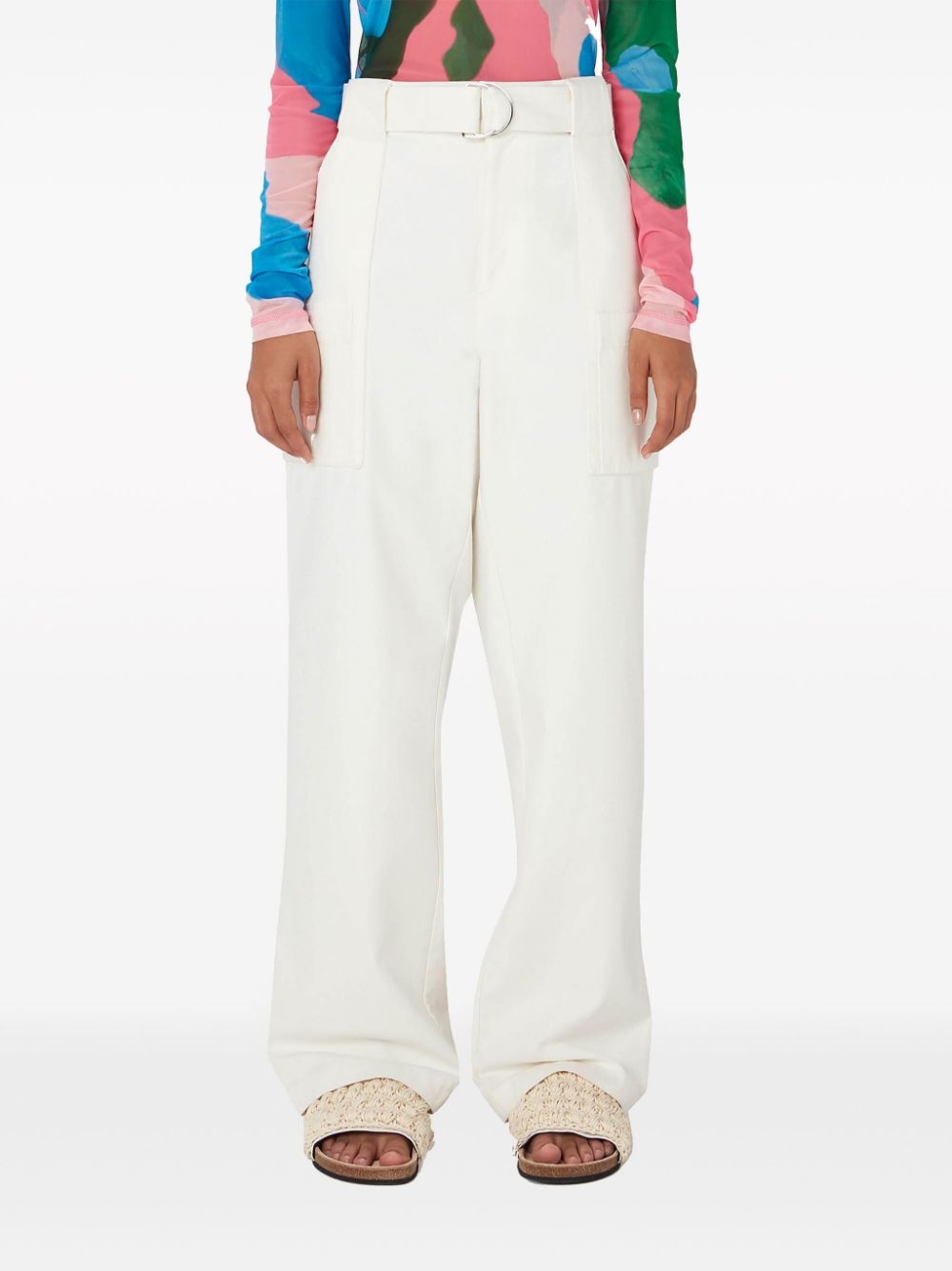wide-leg cotton cargo trousers - 3