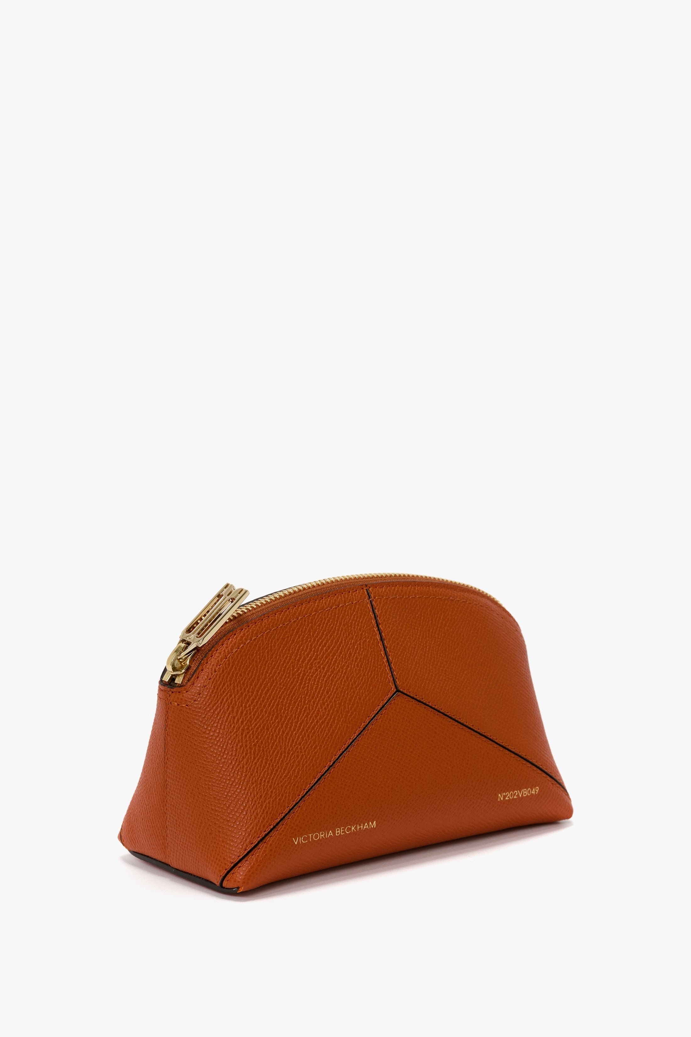 Victoria Mini Wash Bag In Burnt Orange Grained Leather - 2