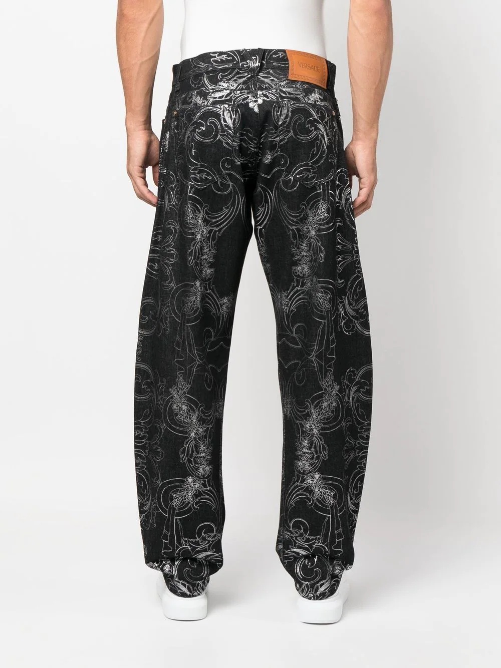 all-over baroque-print denim jeans - 4