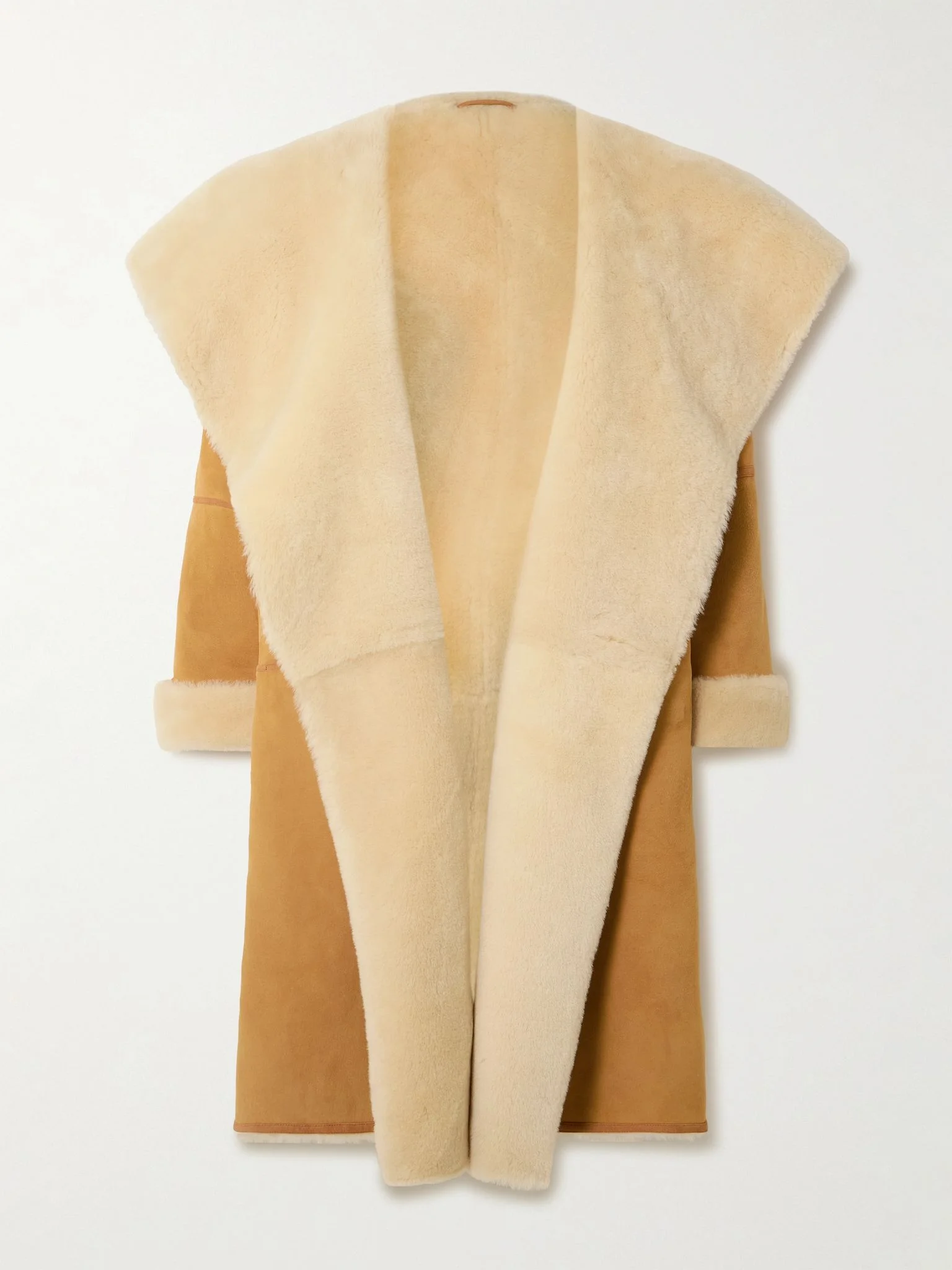 Draped shearling coat Tan - 1