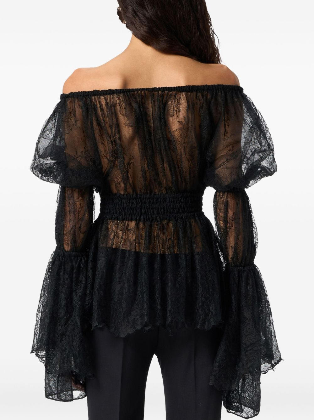lace-trimmed bell-sleeve top - 5