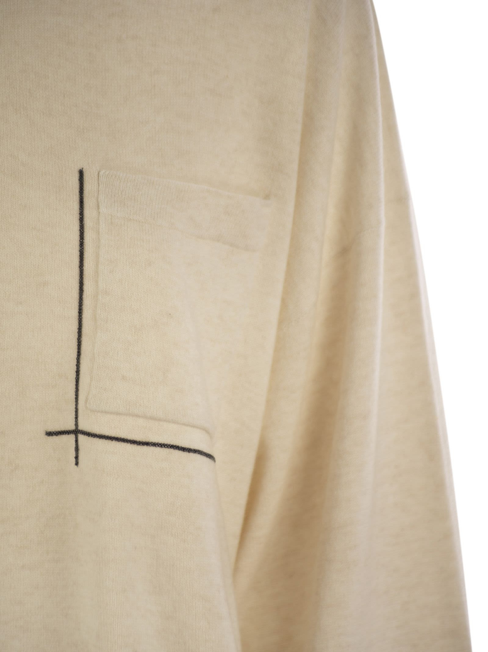 Brunello Cucinelli Women Virgin Wool, Cashmere And Silk Sweater With Shiny Pocket Detail - 4