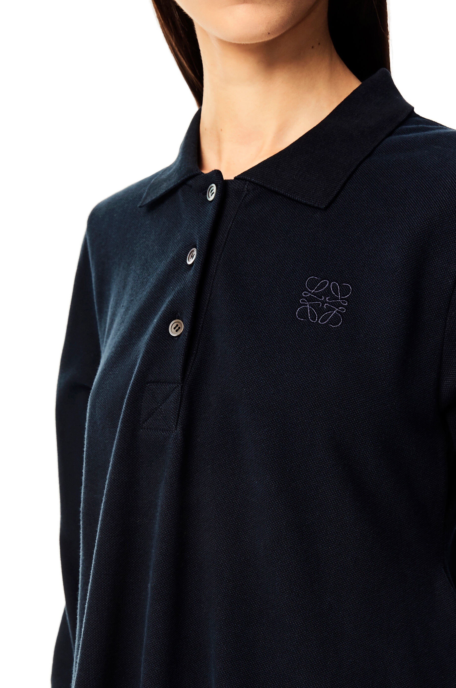 Anagram embroidered polo top in cotton - 5