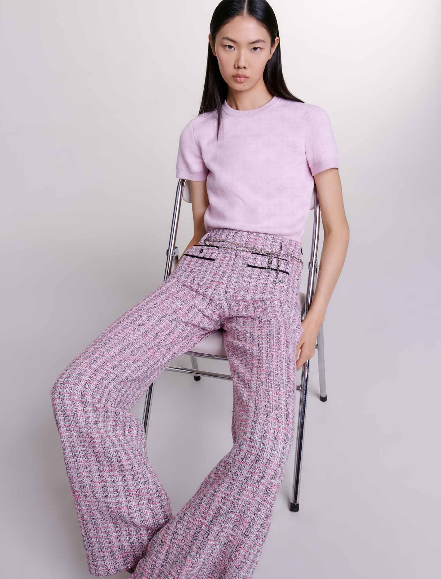 Wide-leg tweed trousers - 7