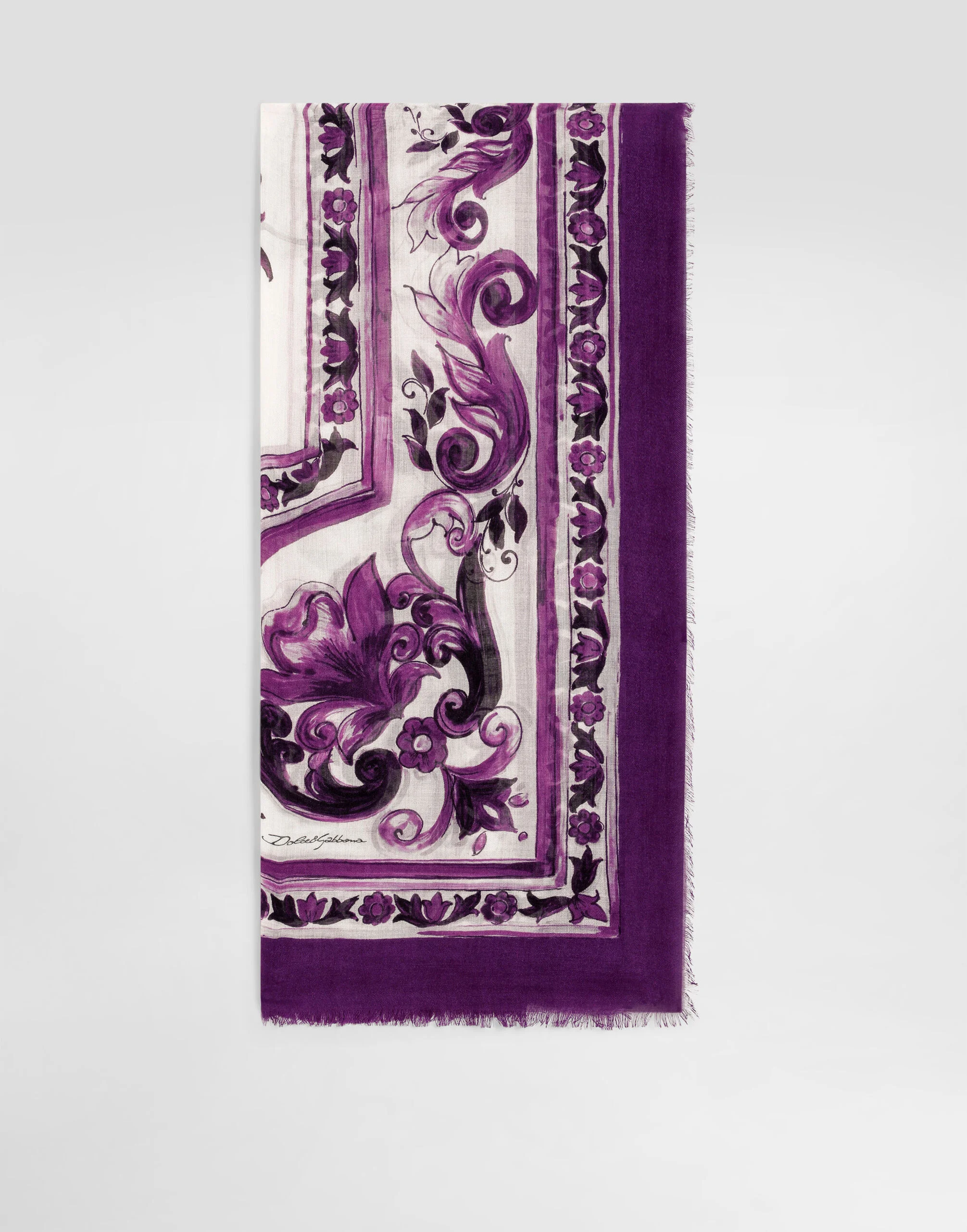 Majolica-print cashmere and silk stole - 1