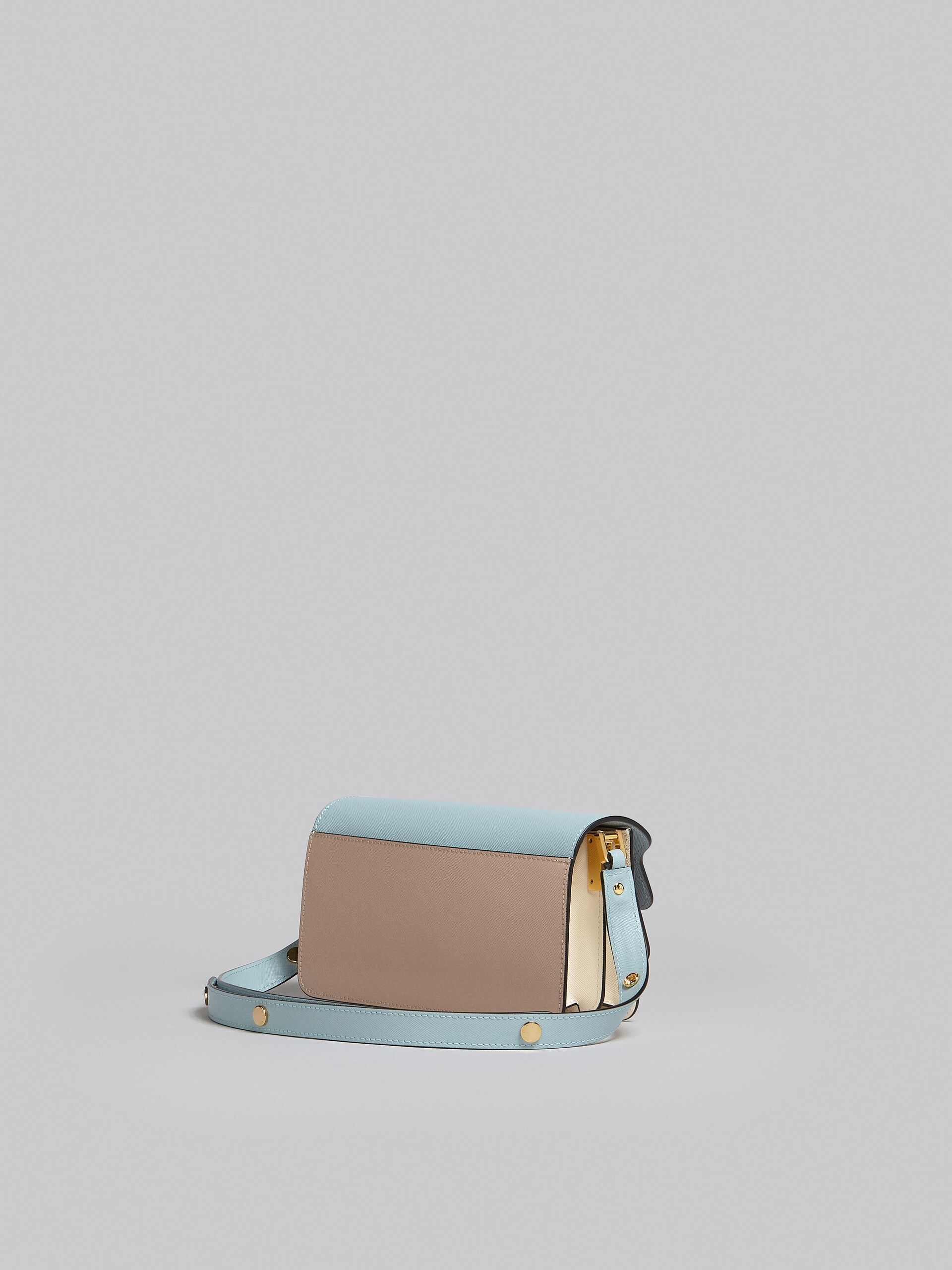 TRUNK BAG E/W IN LIGHT BLUE AND BEIGE SAFFIANO LEATHER - 3