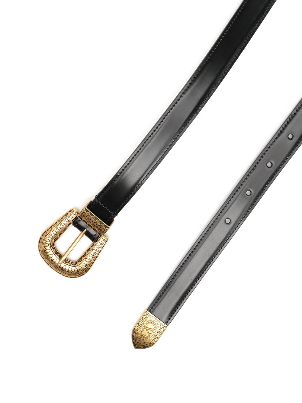Belt H. 20 | Vlogo Signature. | Vit. Spazzolato/Antique Gold Logo Belts Black - 2