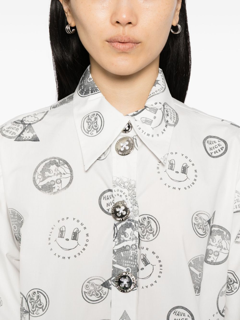 all-over print cotton shirt - 5