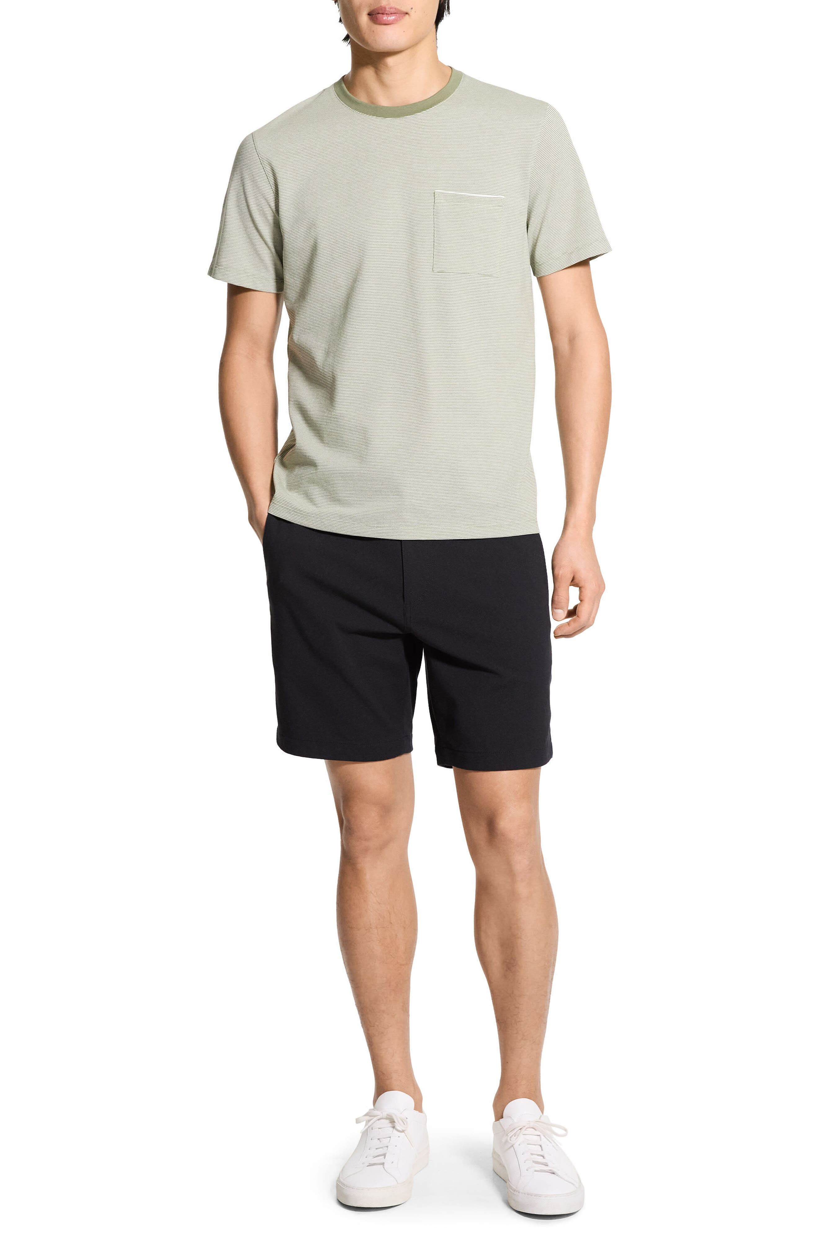 Theory Bird's Eye Ringer T-Shirt in Green Multi at Nordstrom - 9