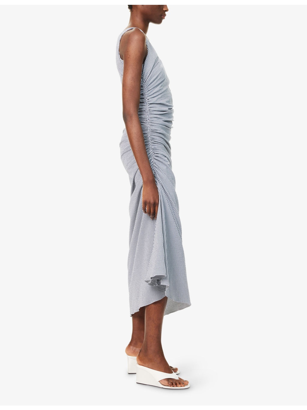 Gathered Striped Stretch-Woven Maxi Dress - 3