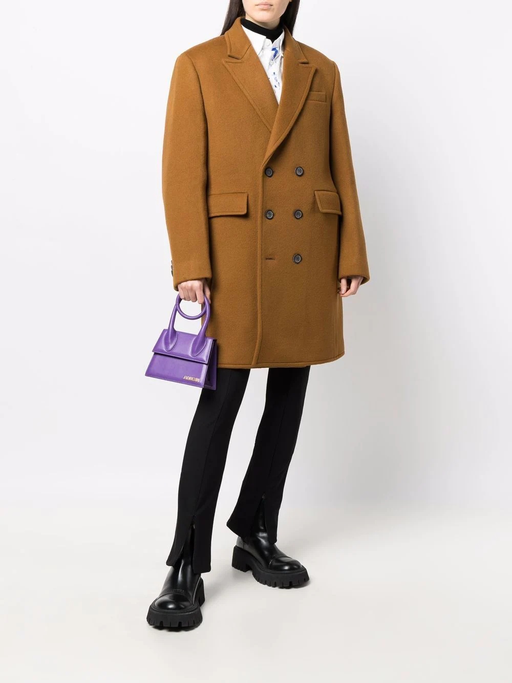 double-breasted tailored coat - 2