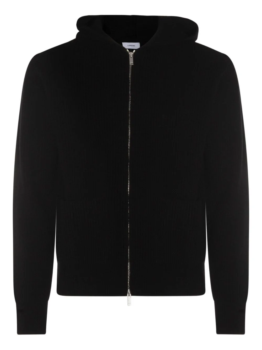 ribbed zip-up knitted hoodie - 1