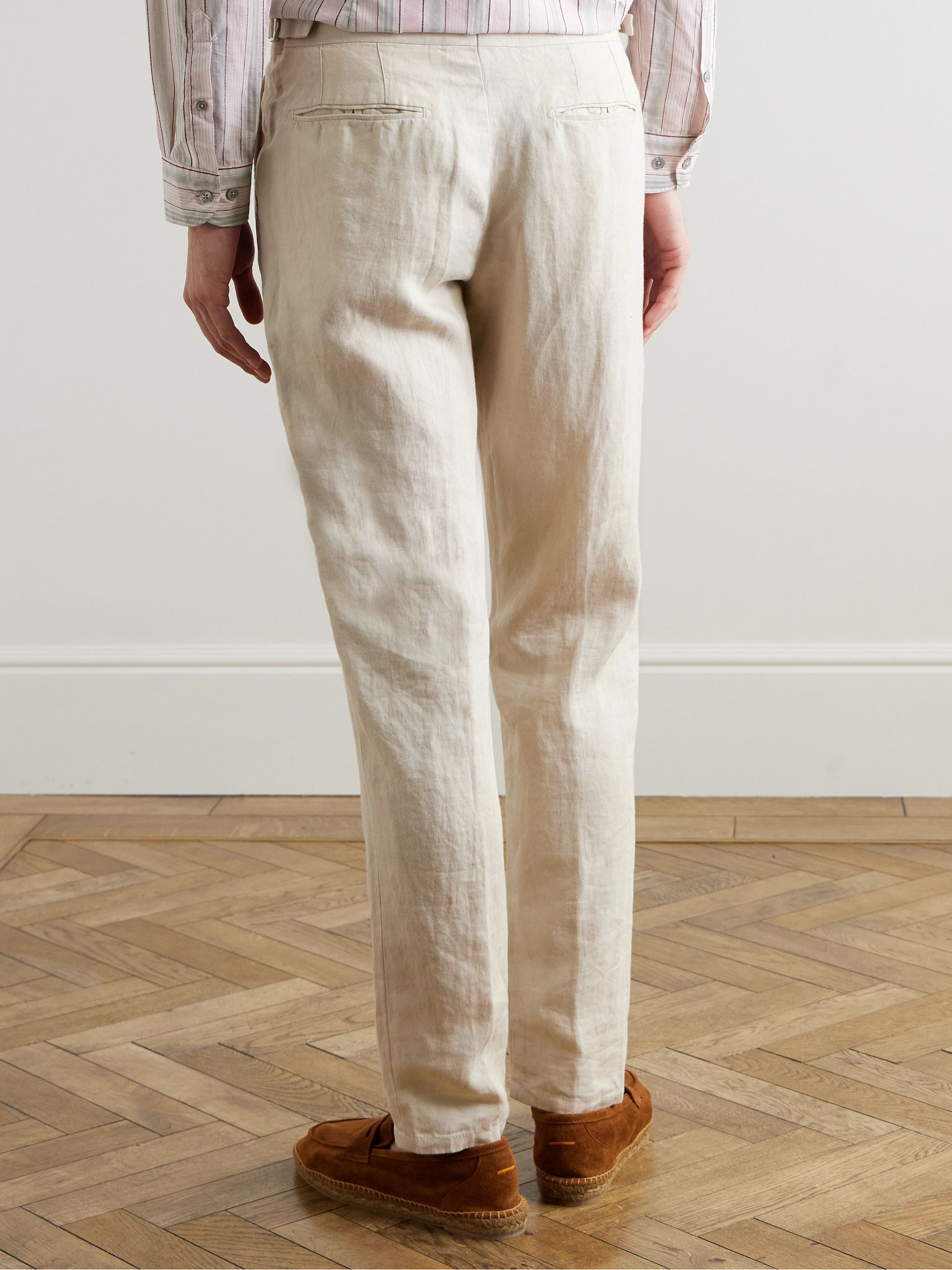 Griffon Tapered Linen Trousers Ecru - 4