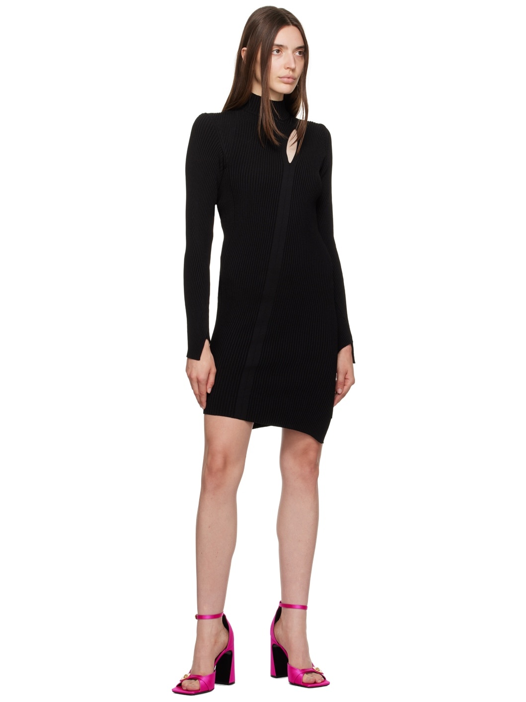 Black Slashed Minidress - 4
