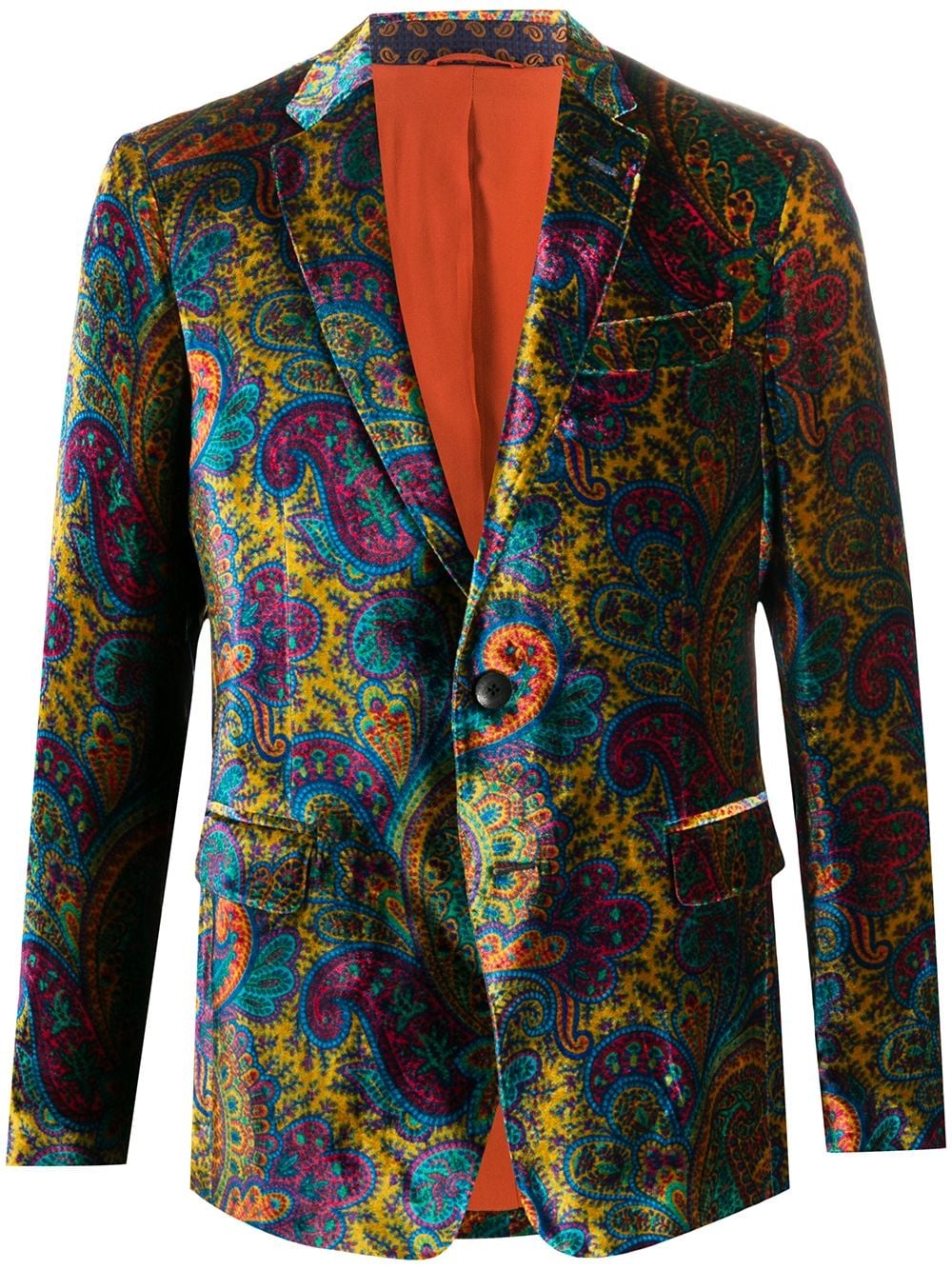 paisley-print velvet blazer - 1