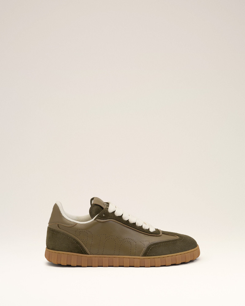 GREEN COWHIDE LEATHER STEP SNEAKERS 1