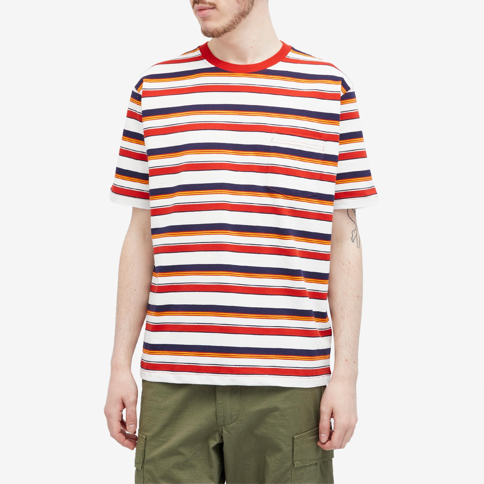 Beams Plus Multi Stripe Pocket T-Shirt - 2