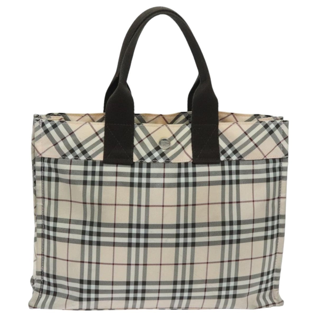Burberry Nova Check Blue Label Hand Bag Nylon Beige Brown Silver - 2