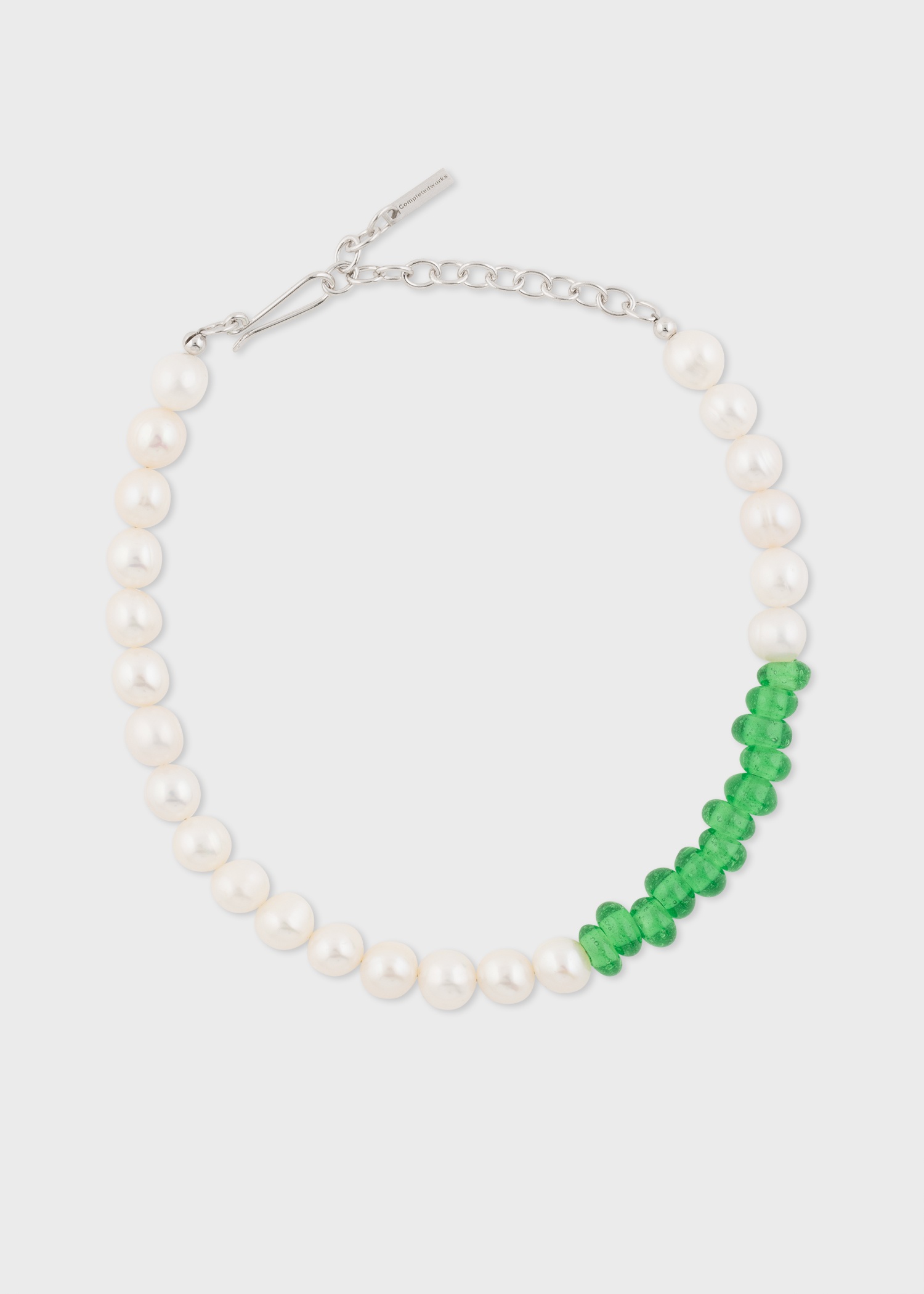 Pearl & Green Glass Bead Bracelet by Completedworks - 1