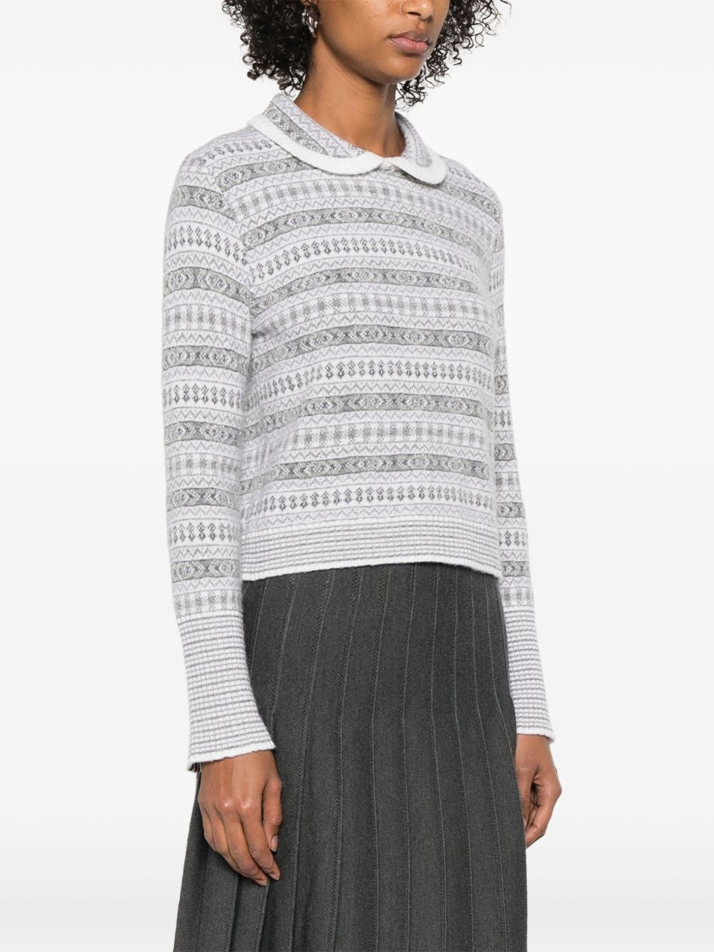 fair isle-jacquard peter pan collar sweater - 3