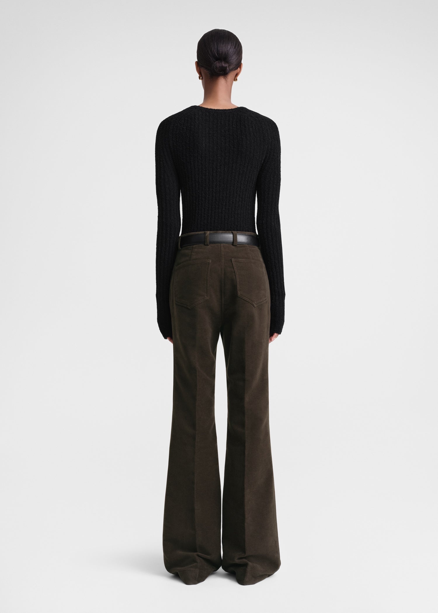 Flared moleskin trousers espresso - 4