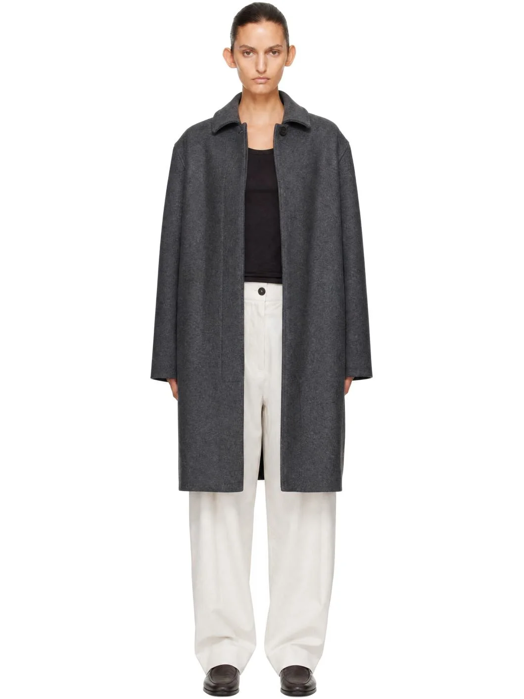 Gray Ria Wool Melton Overcoat - 1