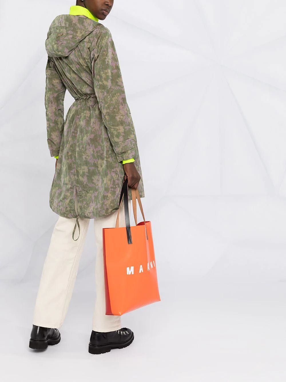 camouflage print drawstring waist coat - 6