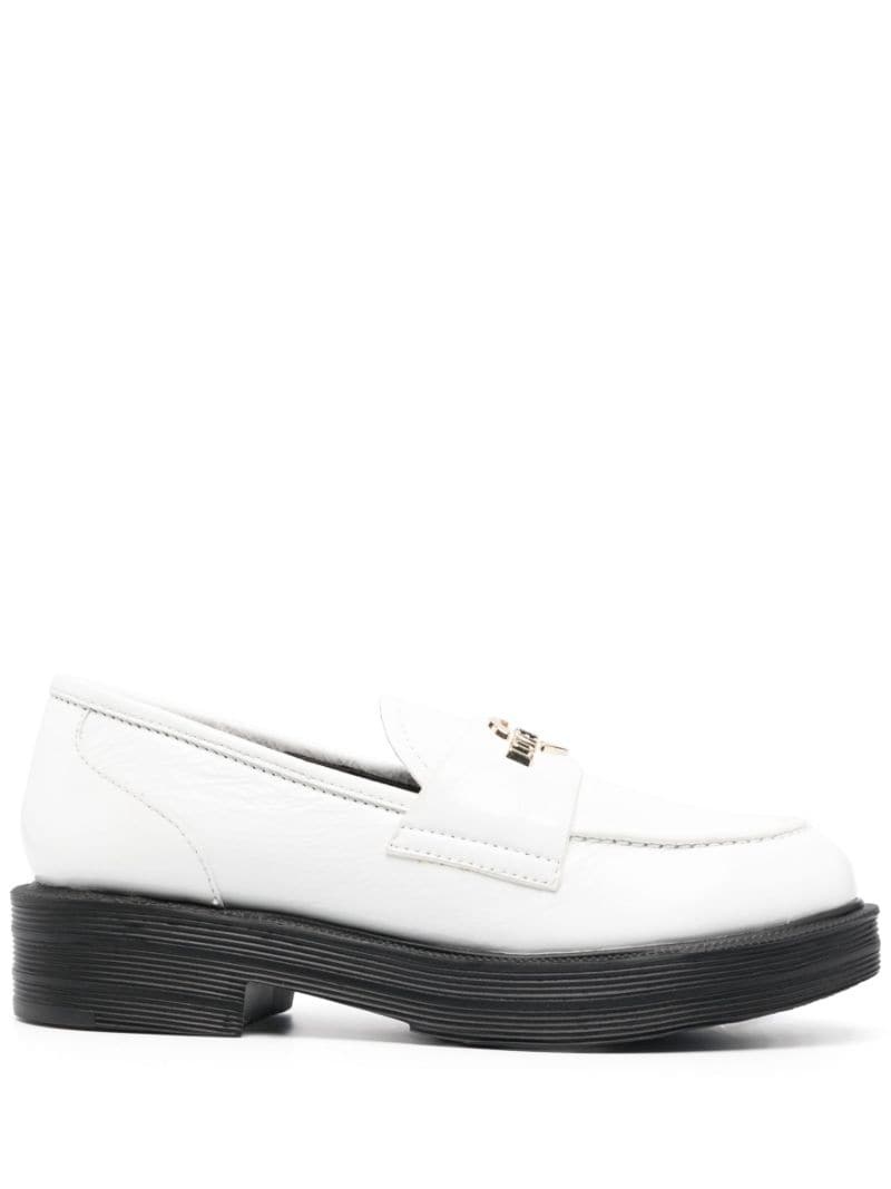 logo-lettering chunky leather loafers - 1