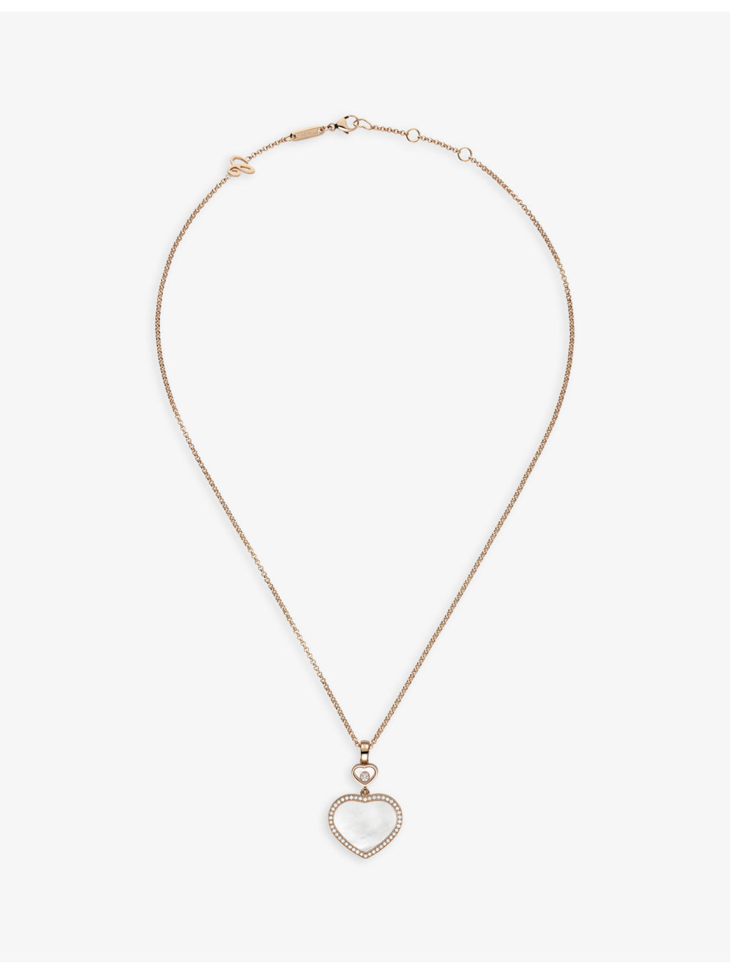 Happy Hearts 18ct rose-gold, 0.24ct diamond and mother-of-pearl necklace - 2