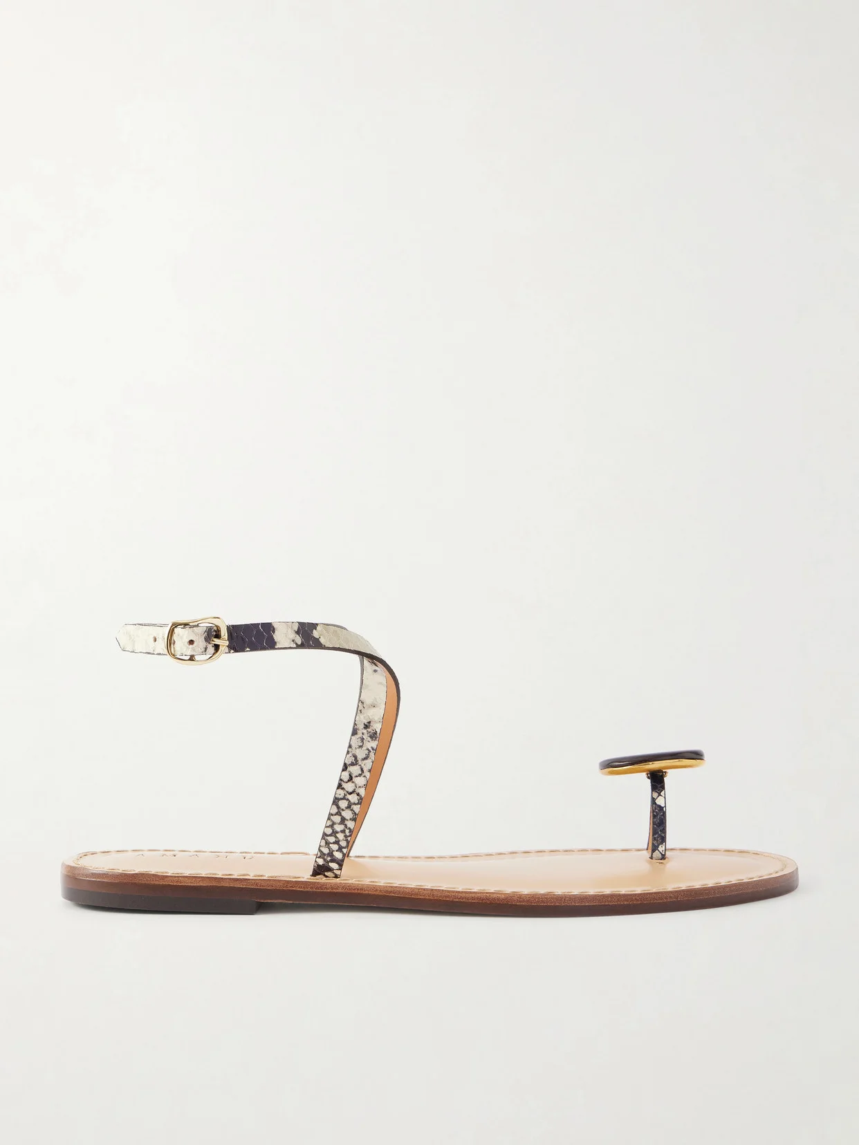 The Kigali Embellished Snake-effect Leather Flats - 1