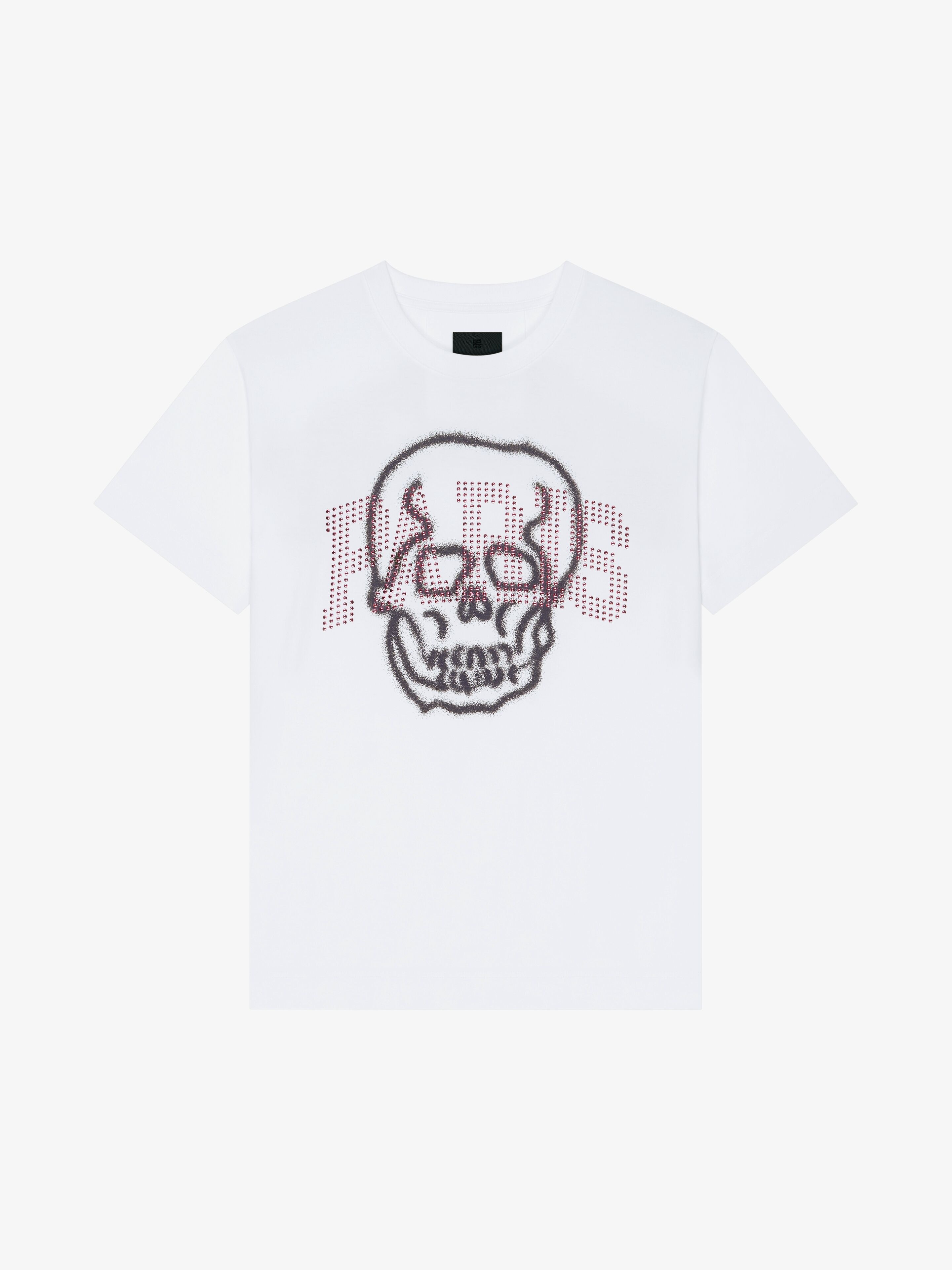 Givenchy PARIS SKULL OVERSIZED T-SHIRT IN COTTON AND RHINESTONES 