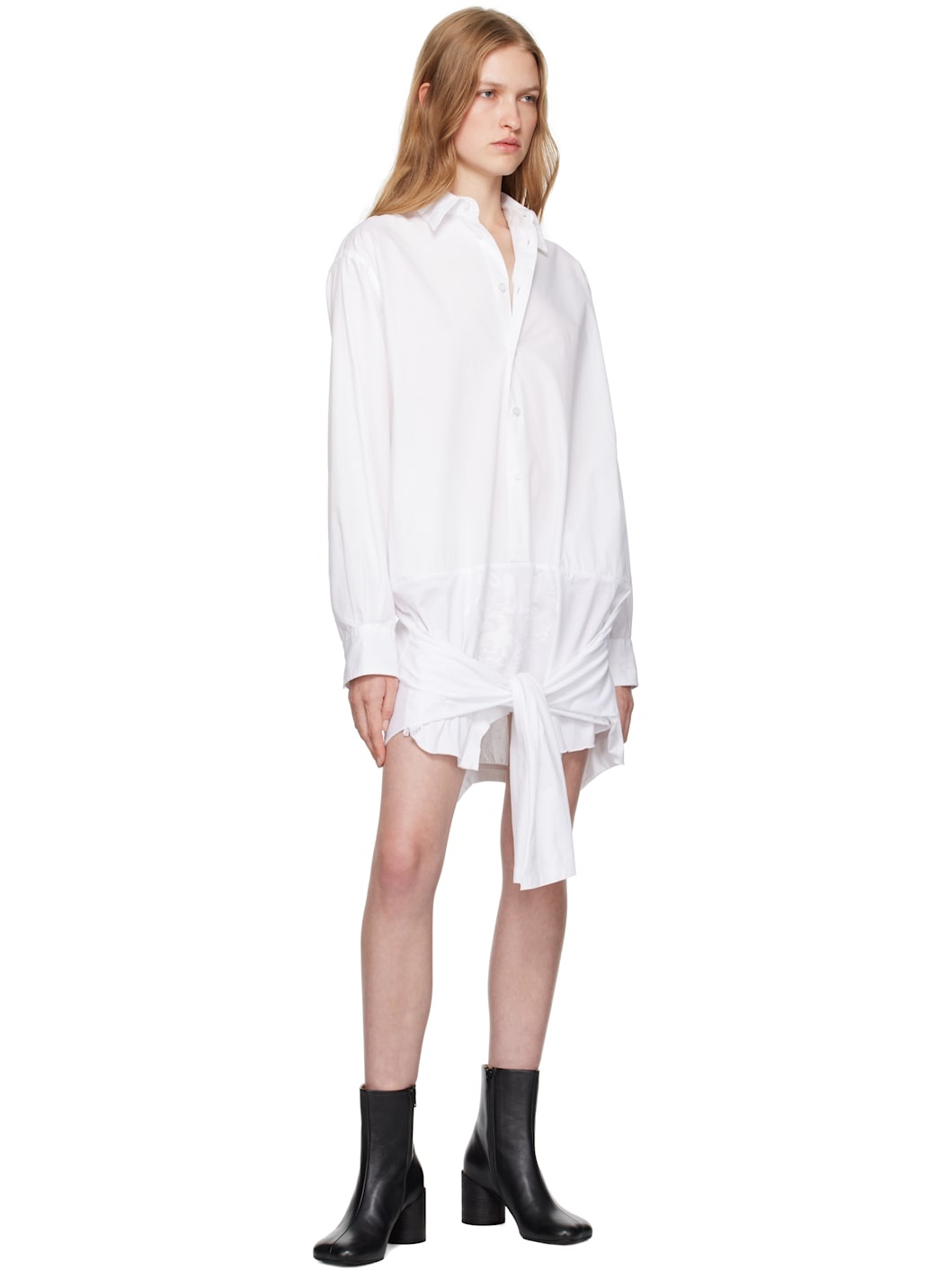 White Cotton Poplin Shirt Minidress - 5