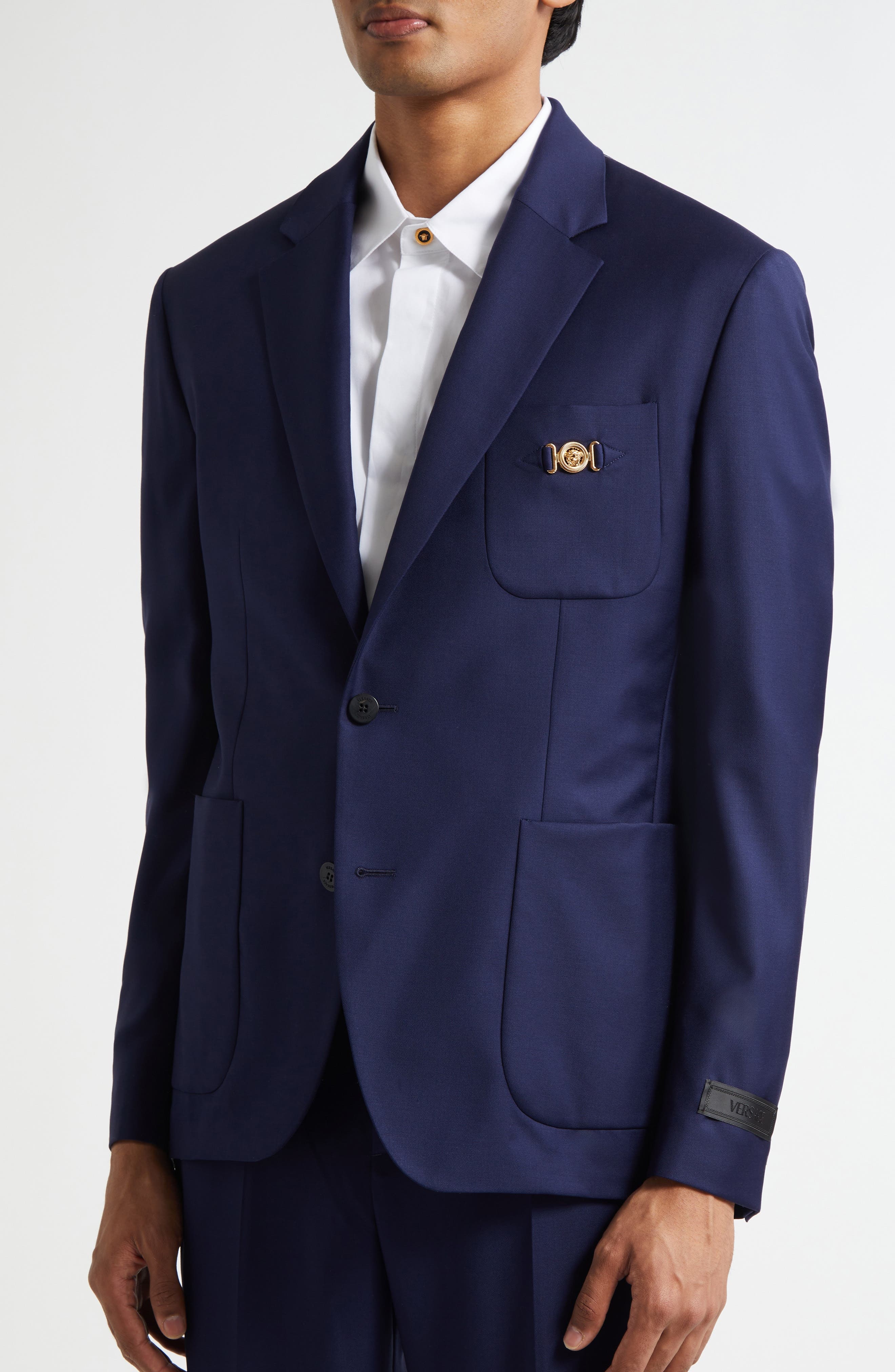 Versace Medusa Biggie Wool Plain Weave Sport Coat in Ink at Nordstrom - 4