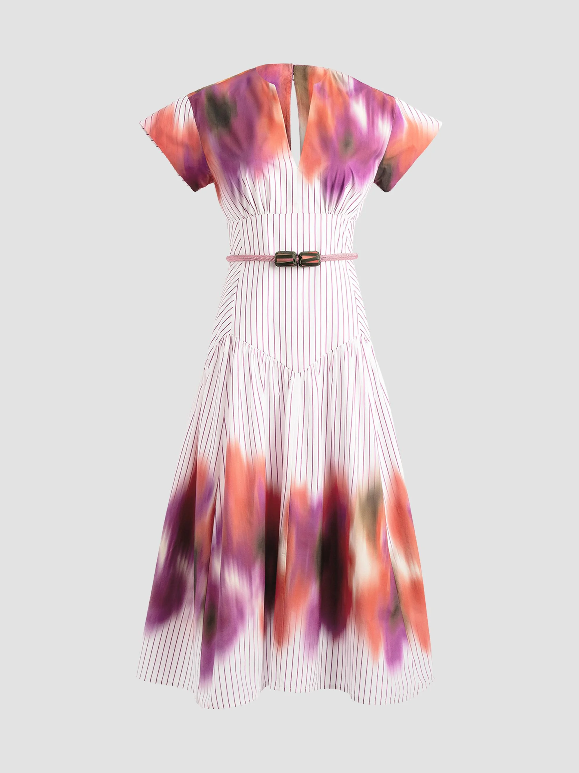 Women's Antia Dyed Stripe Cotton Midi Dress - Pink Stripes - 1