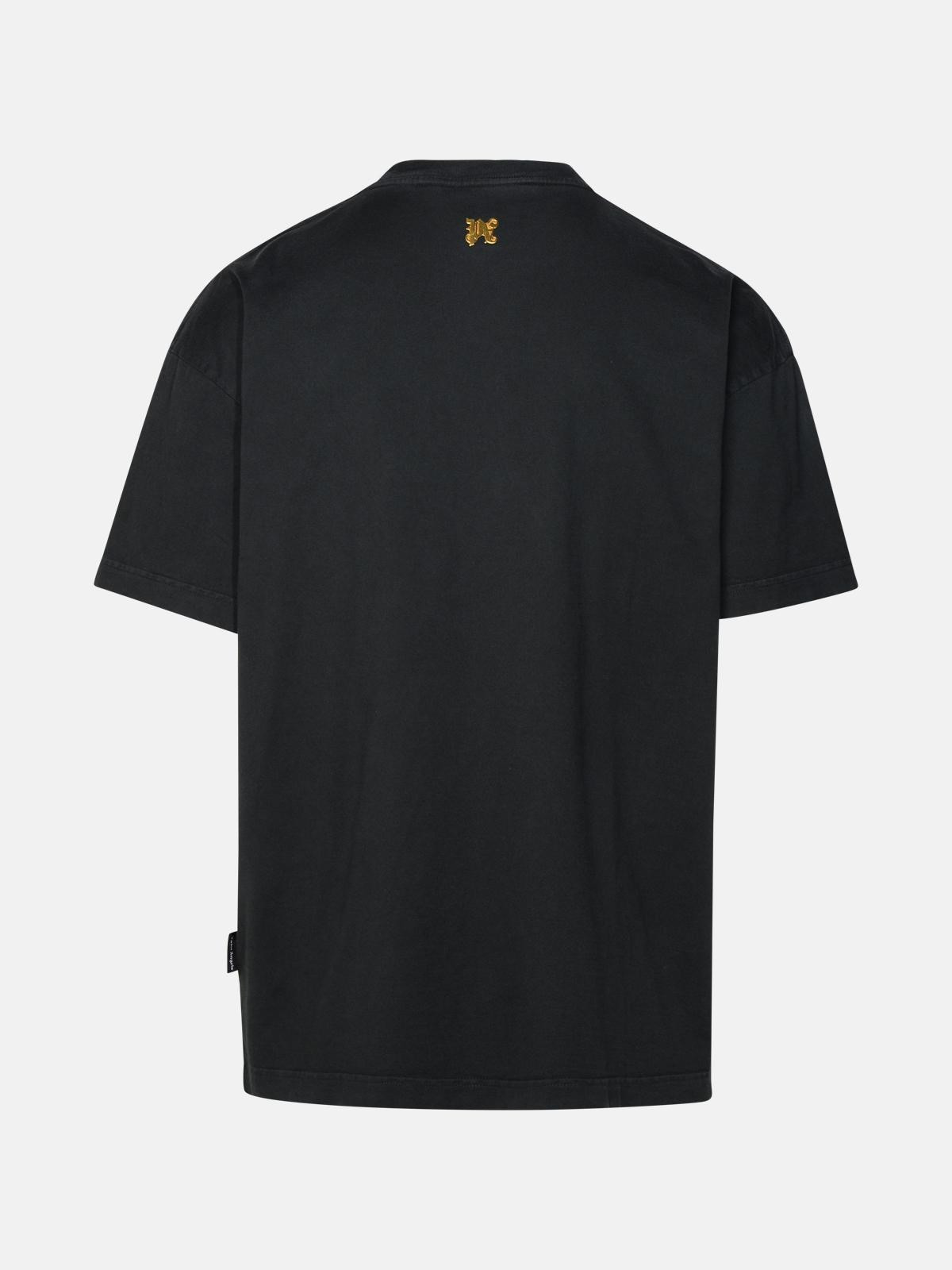 'BURNING MONOGRAM' BLACK COTTON T-SHIRT - 3