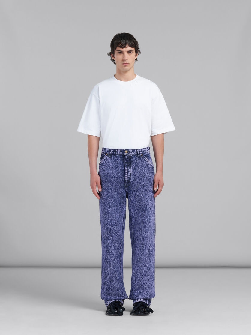 BLUE MARBLE-DYED DENIM JEANS - 2