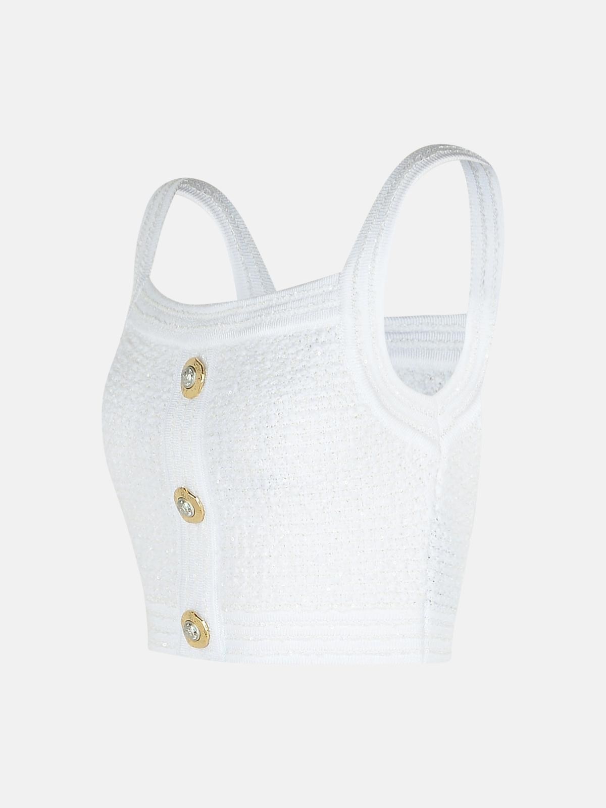 WHITE COTTON BLEND TOP - 2