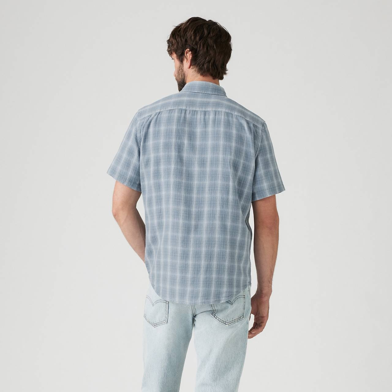SHORT SLEEVE SUNSET COTTON LINEN ONE POCKET SHIRT - 4