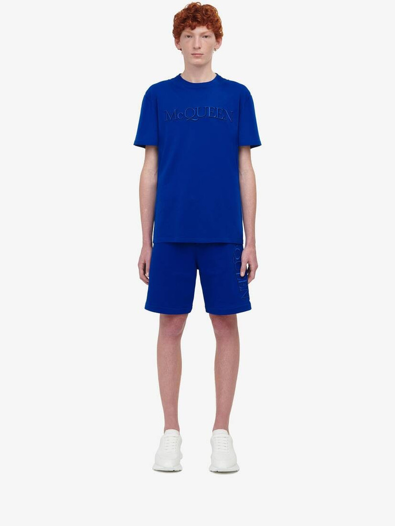 Alexander McQueen Men's Logo Embroidery Shorts in Galactic Blue outlook