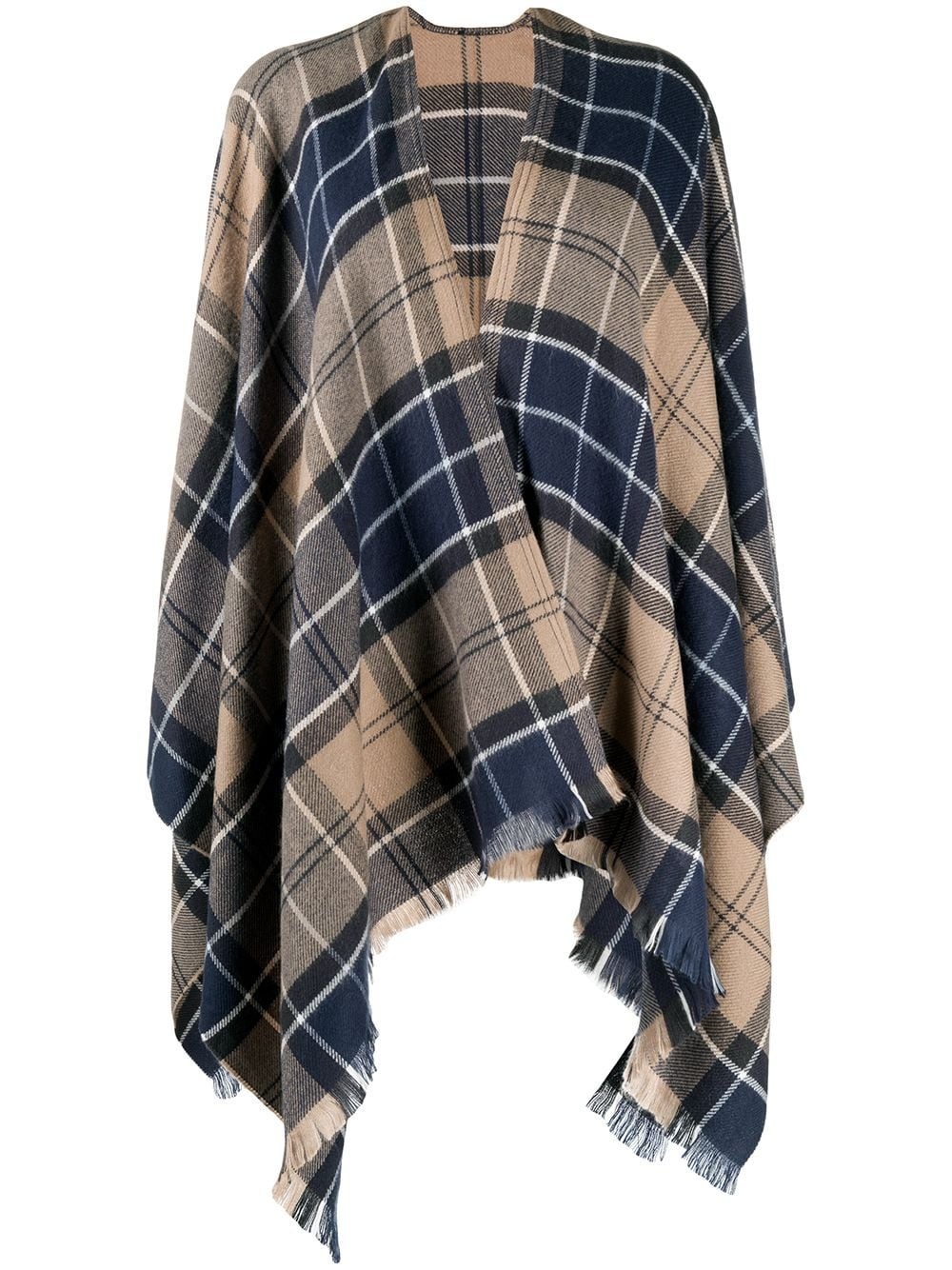 plaid-print poncho - 1