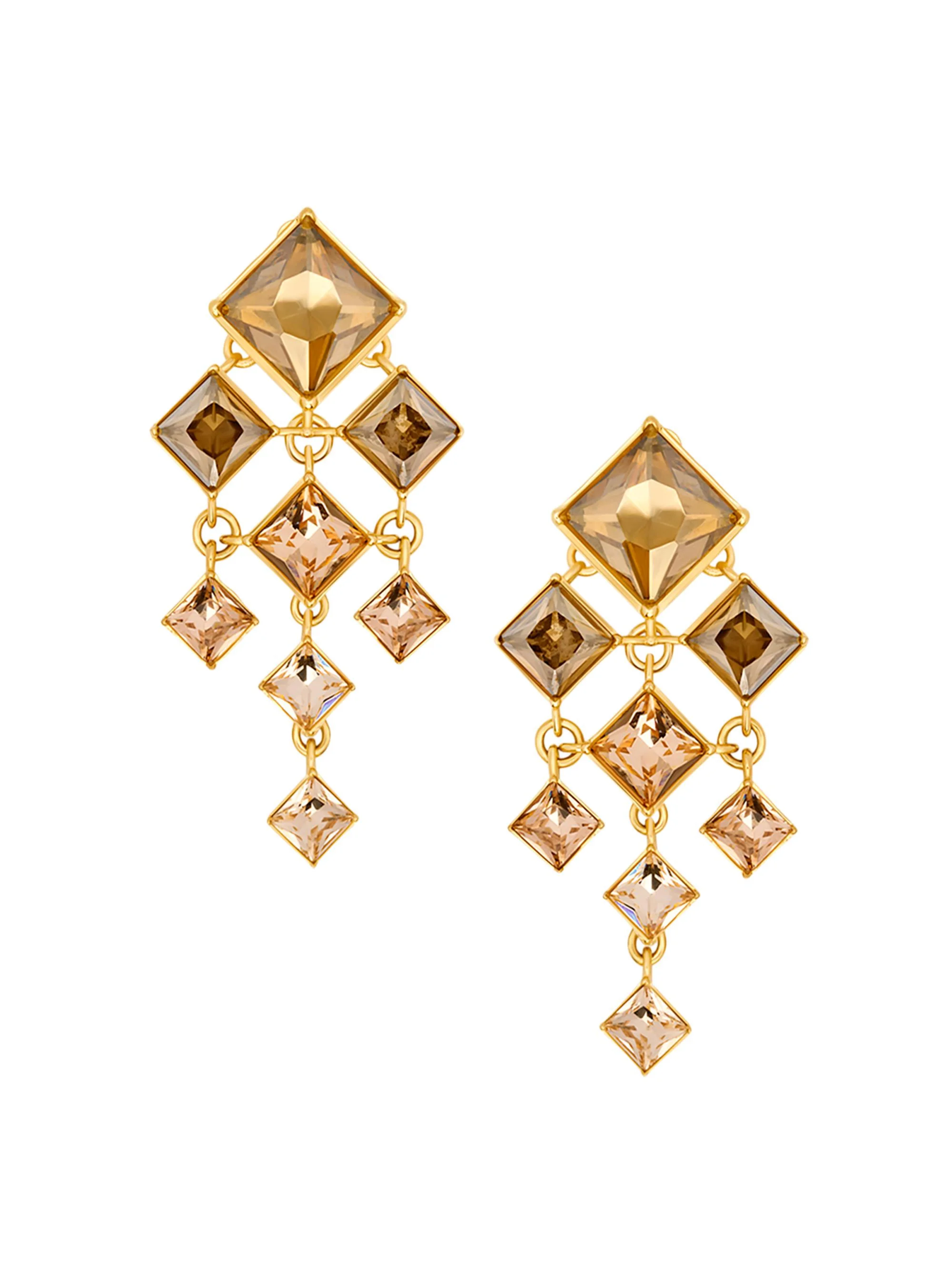 Women's 24K-Gold-Plated & Glass Crystal Clip-On Chandelier Earrings - Golden Shadow - 1