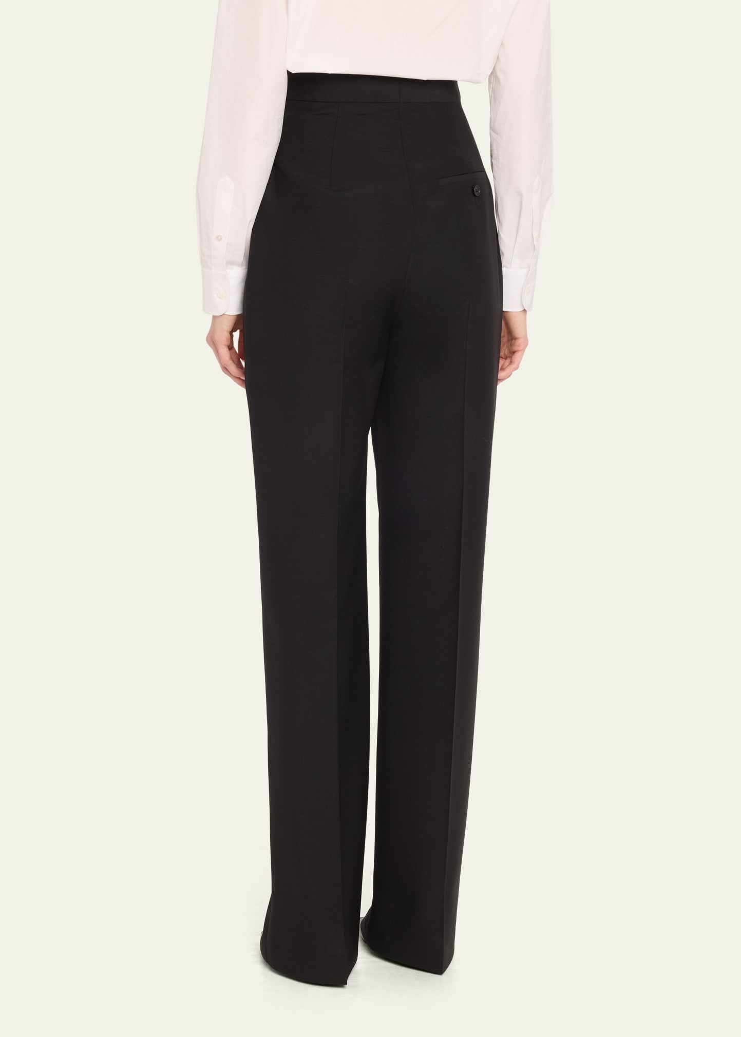 High-Rise Wide-Leg Wool Trousers - 3