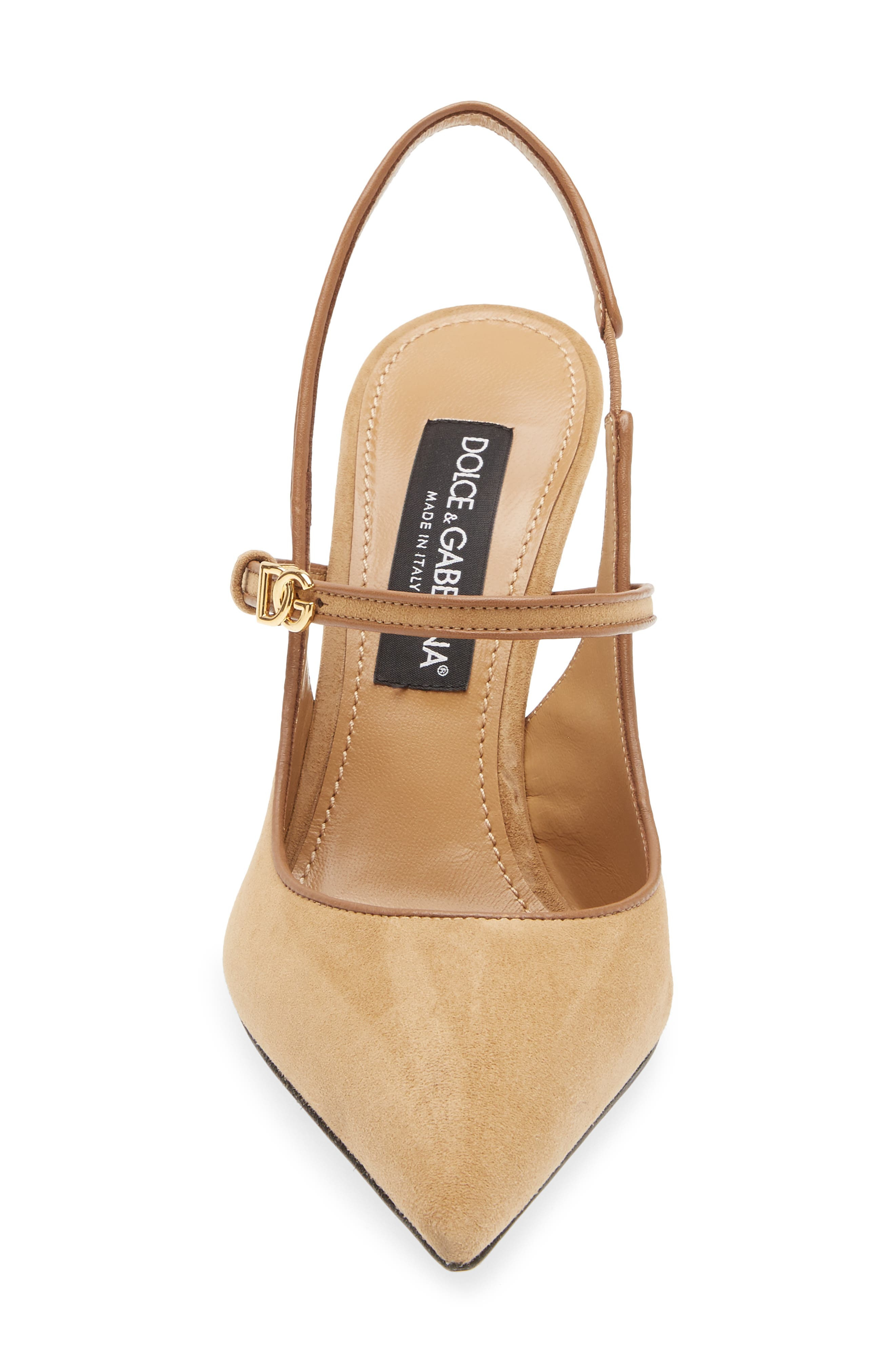 Dolce&Gabbana Pointed Toe Slingback Pump in 8S727 Beige/Cammello at Nordstrom - 4