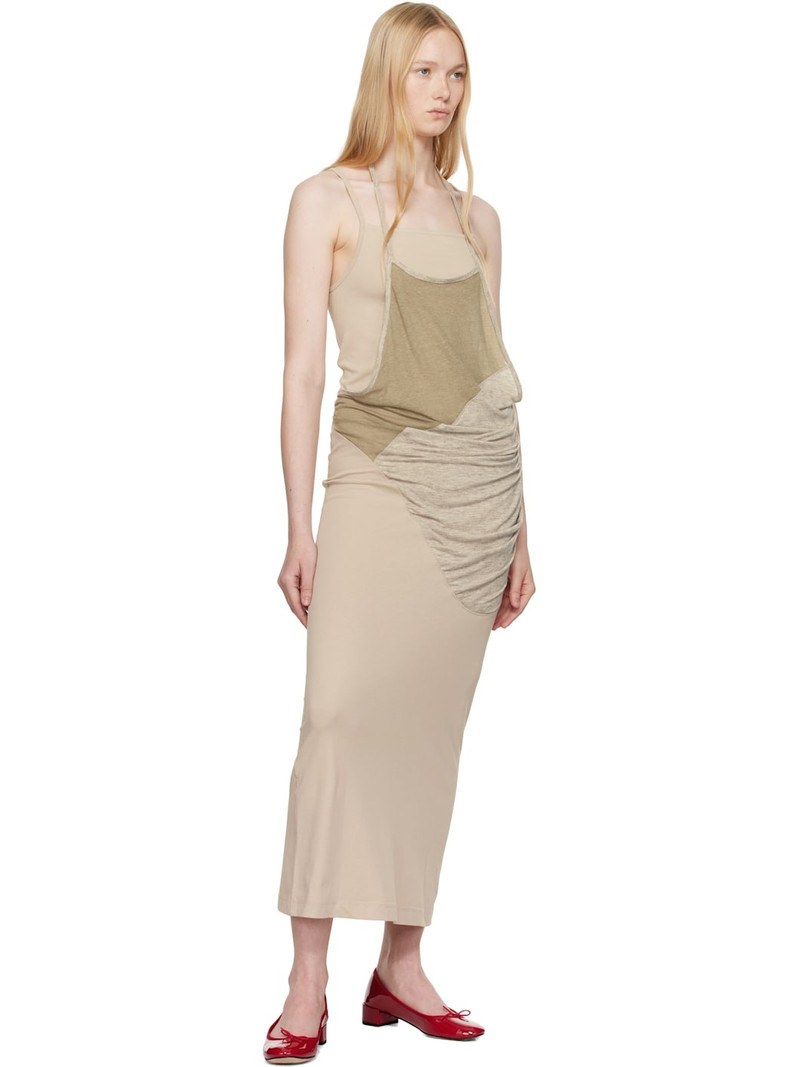 OPEN YY Beige Layered Halter Neck Maxi Dress outlook