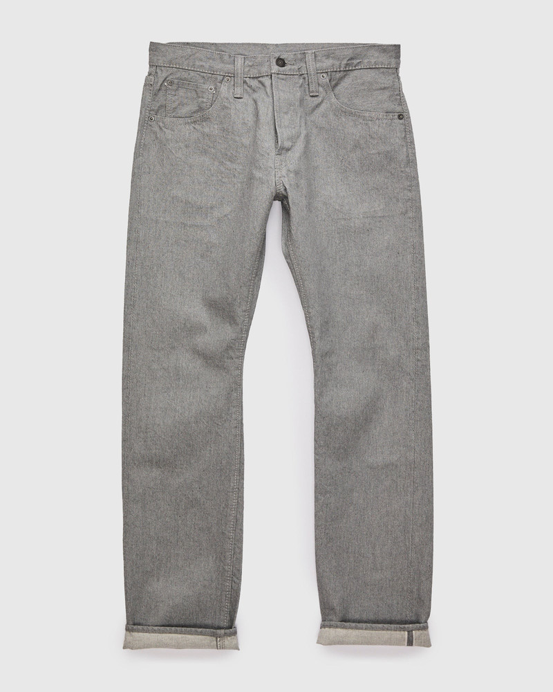 PBJBOW-005-GR "Moonrock" 14oz Rinsed Selvedge Heather Grey Denim - Slim Straight Fit - 1